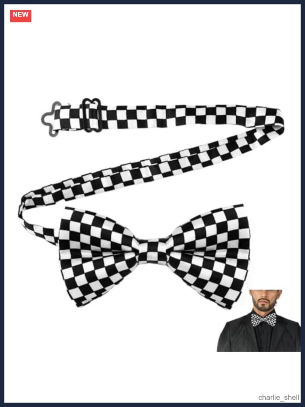 Pre-Tied Checkered Bow Tie for Men Boys Cosplay Halloween Formal